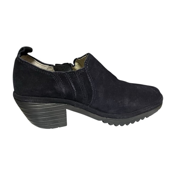 Fly London Wate Suede Low Ankle Slip-on Booties Women’s Size 38 US 7 - 7.5 Black - Picture 4 of 10